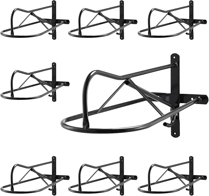 VEVOR Wall Mount Saddle Rack, 27.3 x 16.3 x 12.5 in, 8 Packs Horse Saddle Rack with Pad Bar, Portable Saddle Stand for English & Western Saddle, Horse Tack Storage for Equestrian Garden, Black