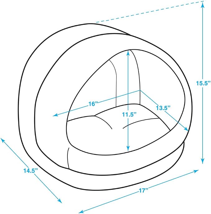 Best Pet Supplies Cat Bed for Indoor Cat, Domed Tent House with Removable Pillow, Covered Cat Cave for Small Dog, Puppies and All Breeds of Cats - Gray, 17 x 15 x H:14"