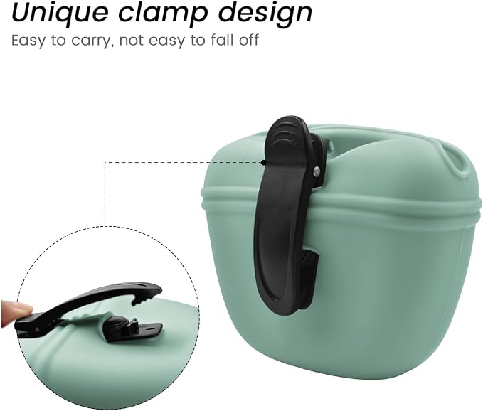 AUDWUD Silicone Dog Treat Pouch with Clicker Magnetic Closure Secure Clip | Upgraded clip keeps your treat pouch secure during training.Magnetic closure allows fast one hand access.Includes dog click