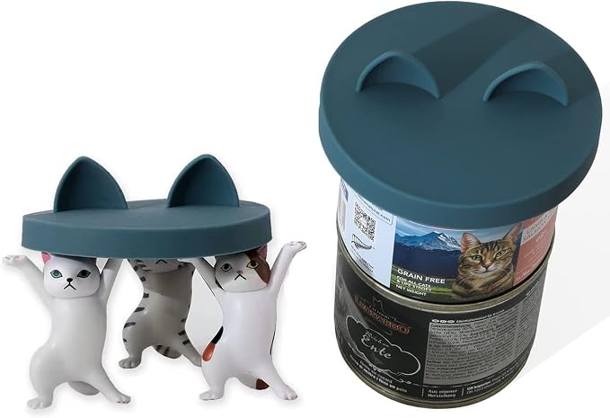 OHMO Cat Food Can Lids for 3oz Small Pet Cans, 2pcs, Dark Blue | BPA-Free Silicone Can Cover, 2.5oz, Flexible&Durable, Reusable, Secure Seal, Easy to Clean, Keep Opened Meals Fresh