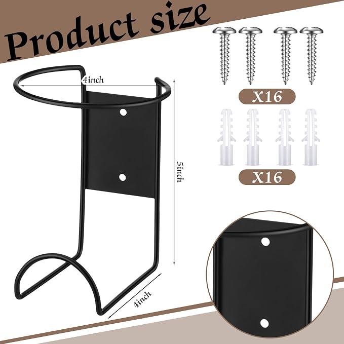 CroBlissful 8 Pcs Spray Bottle Holders Wall Mount Heavy Duty Rack, Black | Metal Rack for Garage Laundry Workshop, Includes Mounting Hardware, Space Saving Storage Organizer, Holds Bottles Securely