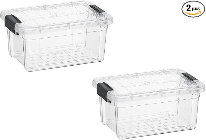 Superio 1.05 Quart Mini Clear Plastic Storage Container with Lid, Stackable Small Organizer Box for Crayons, Art Supplies, Beads, Sewing, Stationery & Food Storage, 2 Pack