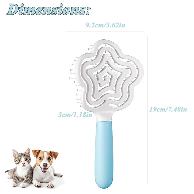 Star Shape Small Dog Brush - Soft Grooming Puppy Massage Brush, Pet Hair Bathing Brush Comb, Hangable Grooming Tool for Poodles, Teddy, Yorkies, Maltese, Shih Tzu, Chihuahua (Blue)