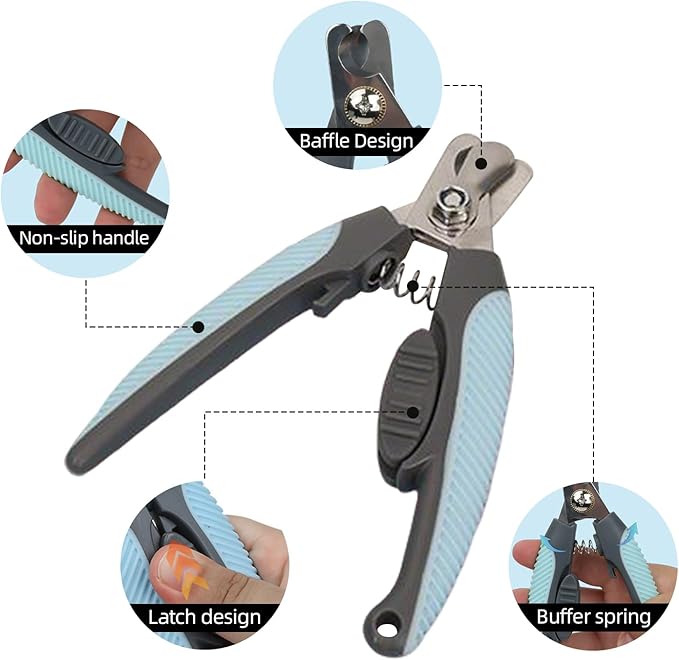 Blue Dog Nail Clipper with Safety Guard Plier Style Dog Claw Clippers Heavy-Duty Dog Toenail Clippers Professional Pet Nail Trimmers for Small Medium Large Dogs and Cats with Thick Nails