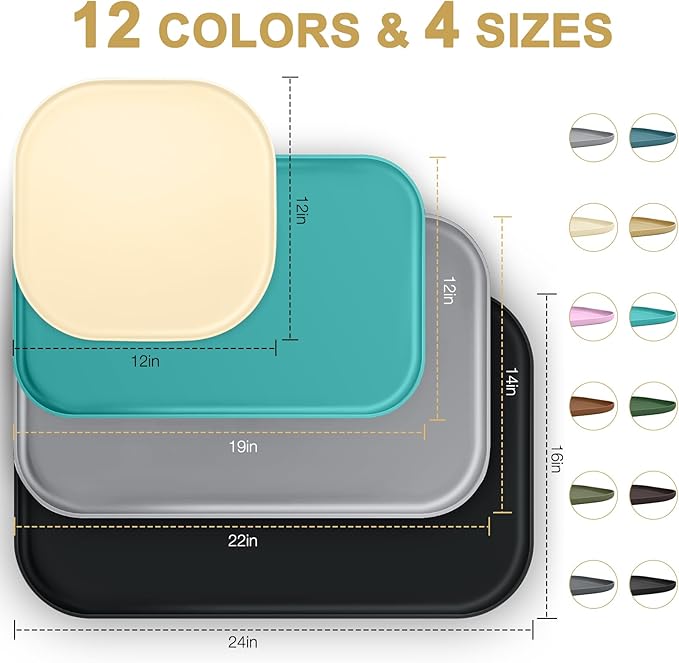 Smilool Small Silicone Pet Food Mat with Raised Edge for Food and Water Bowl, Square Dog Feeding Mats, Cat Food Trays for Floor Waterproof, Rubber Tray for Dogs and Cats, 12 x 12 x 0.7 Light Yellow