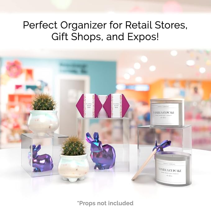 Acrylic Display Riser Boxes 3 Piece Clear Retail Product Riser 4", 5", 6" High Nesting Bins One Open Side No Lid Merchandise Storage Box by Marketing Holders