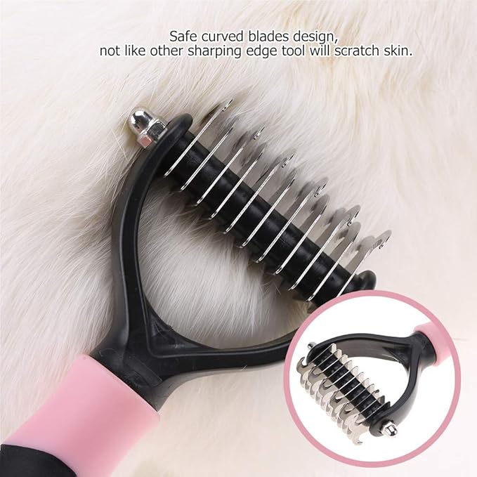 Deshedding Dog Brush, Cat Brush Dog Brush for Shedding Dog Rake Double Sided Undercoat Rake Comb for Detangling, Deshedding Pet Grooming Brush for Small, Medium Dogs and Cats