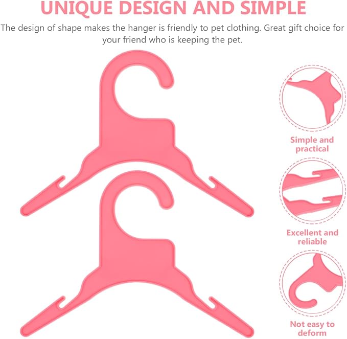 POPETPOP 10-Pack Pet Clothes Hangers Plastic Dog Clothes Hanger Rack for Small Pets Anti-Skid Puppy Cat Clothing Hanger Lightweight Closet Organizer for Indoor Outdoor Storage