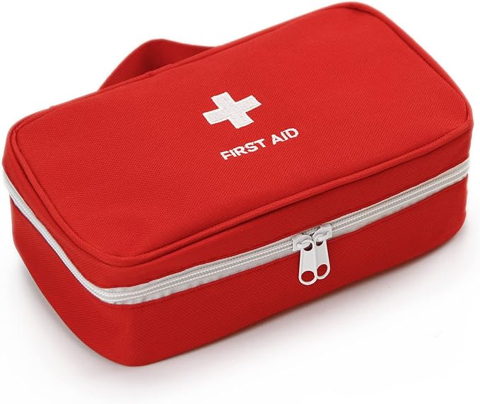 Portable Empty First Aid Kit Bag, Travel Medicine Pouch, Small Medical Bag (2 Pieces Red)
