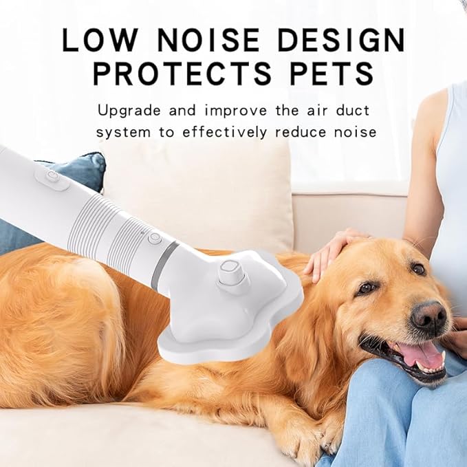 Dog Hair Dryer, 3-in-1 Cat Blow Dryer with Slicker Brush, 600W Pet Hair Dryer for Small and Medium-Sized Dogs and Cats, Dog Grooming Dryer Portable ＆ Adjustable Temperature,
