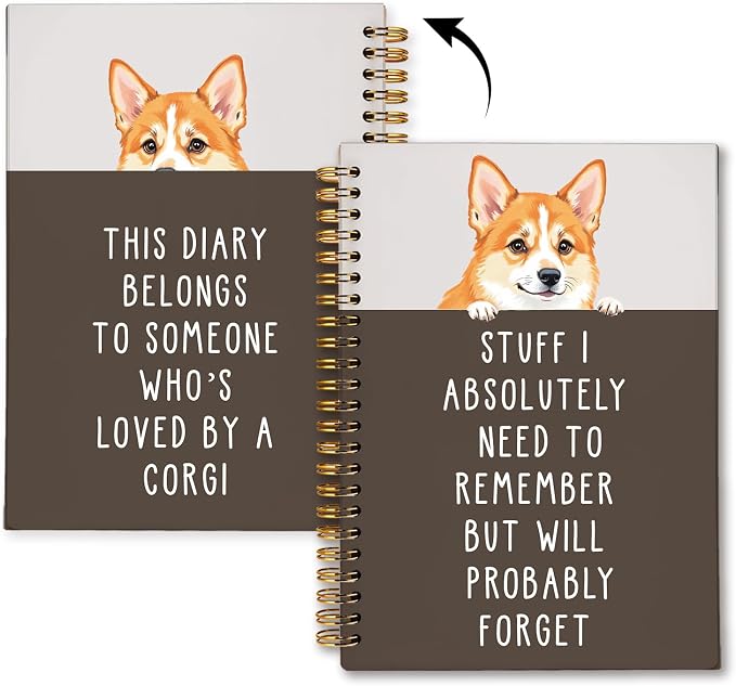 LIANGW Funny Corgi Gifts for Women & Men | Corgi Lovers Gifts Spiral Notebook Journal for Writing,Pet Dog Mom Owner Gift,5.5x8.3 Inch