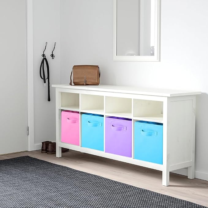 PowerKing Collapsible Storage Cubes, Farbic Storage Bins, 3 Colors, 6 Pack | Sturdy, Lightweight, Easy Pull Handle, Closet & Shelf Organizer, Clothes and Toys Storage, 10.5'' x 11'' x 10.5''