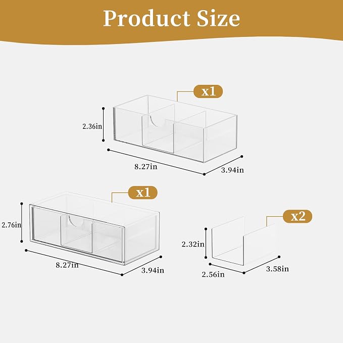 2 Tier Medicine Cabinet Organizer and Storage,Stackable Bathroom Medicine Organizer with Removable Dividers, Plastic Vanity Storage