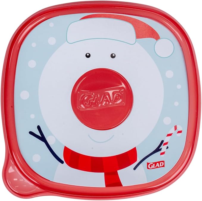 Glad GladWare Holiday Food Storage Containers, Large Square, 42 Oz, 3 Count | BPA-free plastic, reversible gift tags included, microwave, freezer, and dishwasher safe, 42 oz, gifting