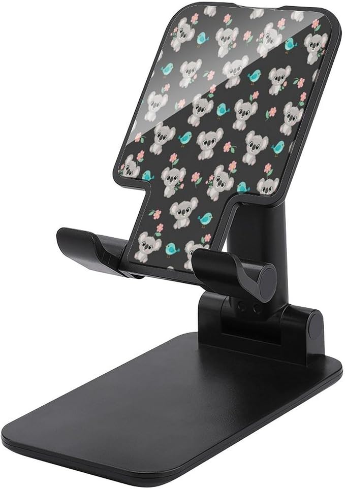 Portable Floral Cute Cartoon Koala Phone Holder with Non Slip Base | Fashion, Adjustable Height, Mobile Stand, Travel Office, Desk Accessories, Smartphones Tablet