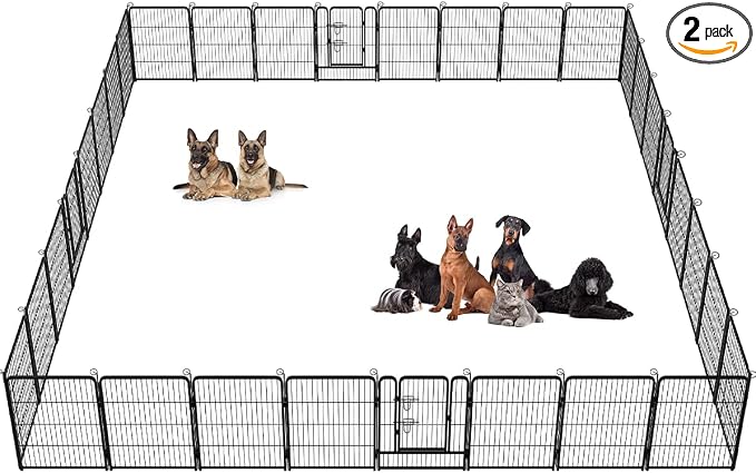 BestPet | Dog Playpen | 32 Inch, 32 Panels | Heavy Duty Metal Pet Exercise Pen | Indoor Outdoor Fence Panels | Rust-Resistant, Removable, Tool-Free Setup | Anti-Skid, Expandable Design