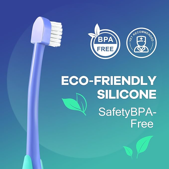 Deep-Clean Professional Pet Toothbrush – High-Efficiency Bristles & Hygienic Standing Base – 20° Ergonomic Grip Safe Daily Dental Care for Cats & Small Dogs, Blue