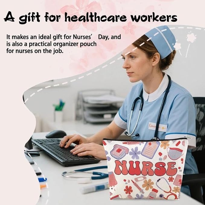 Nurse Makeup Pouches Accessories for Women Clinical Bag Essentials for Nursing Students Gift Ideas Small Nurse Pencil Pouch Bag Nurses Week Appreciation Gift Nursing Medical Supplies Bags Nurses Favor