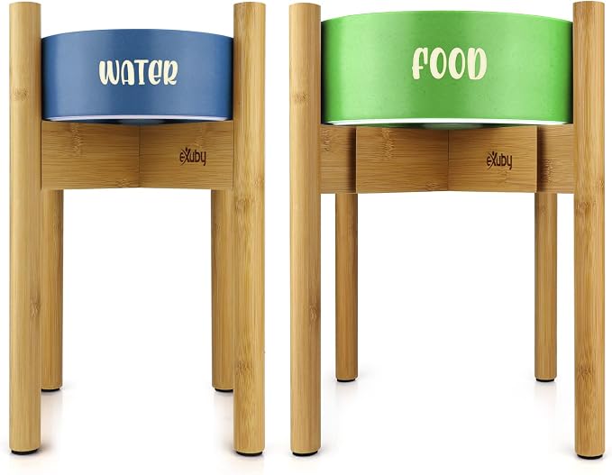 eXuby - 2-Pack Adjustable Dog Bowl Stand for Large Breed dogs - Keeps Your Dog Comfortable While Eating or Drinking - Perfect Height of 14" - Expands to 11.25" - Bowls Sold Separately