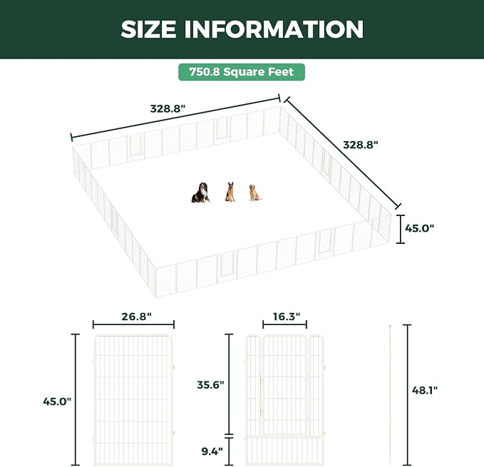 FXW Rollick Dog Playpen, Indoor, Yard & RV Camping, 45" H, 48 Panels | Easy setup, Heavy-duty, DIY layouts, for Large Dogs, Patented