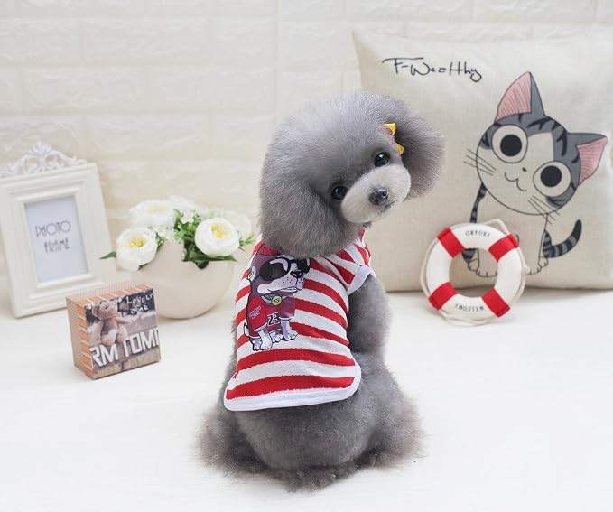 S-Lifeeling Sweet Shirts Spring Summer Teddy Dog Clothes Pet Costumes Handsome-Dog Pattern