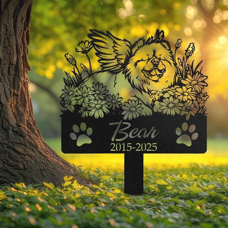 Personalized Chow Chow Garden Stake, Garden Tribute, Remembrance Sign | Pet Memorial Gifts for Dogs, Grave Marker, Grave Decorations for Cemetery, Dog Dad Gifts, Back Yard, Garden Decor