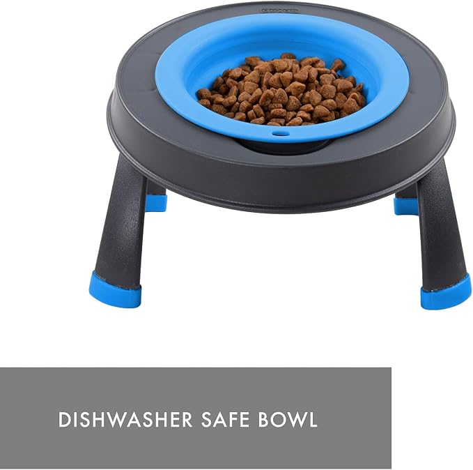 Dexas Pets Single Elevated Pet Feeder/Pet Bowl, I.5 Cup Capacity, Pro Blue, Small