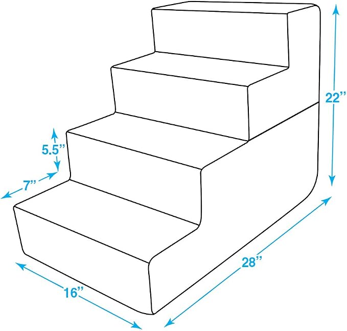 Best Pet Supplies Dog Stairs & Steps - Foam Steps for Small Dogs & Cats, Non-Slip Indoor Balanced Pet Step Support, Dog Ramp, No Assembly, Gray Lattice Print, Foldable 4-Step (22-inch Height)