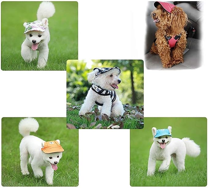 Leconpet Baseball Caps Hats with Neck Strap Adjustable Comfortable Ear Holes for Small Medium and Large Dogs in Outdoor Sun Protection (M, Camouflage)