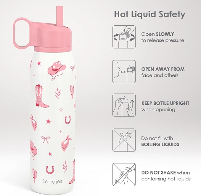 Cowgirl Water Bottle with Twist Lid Insulated Stainless Steel 20oz, Travel Water Bottles for Sports & Gym, Gift for Women Girfriend Birthday Christmas