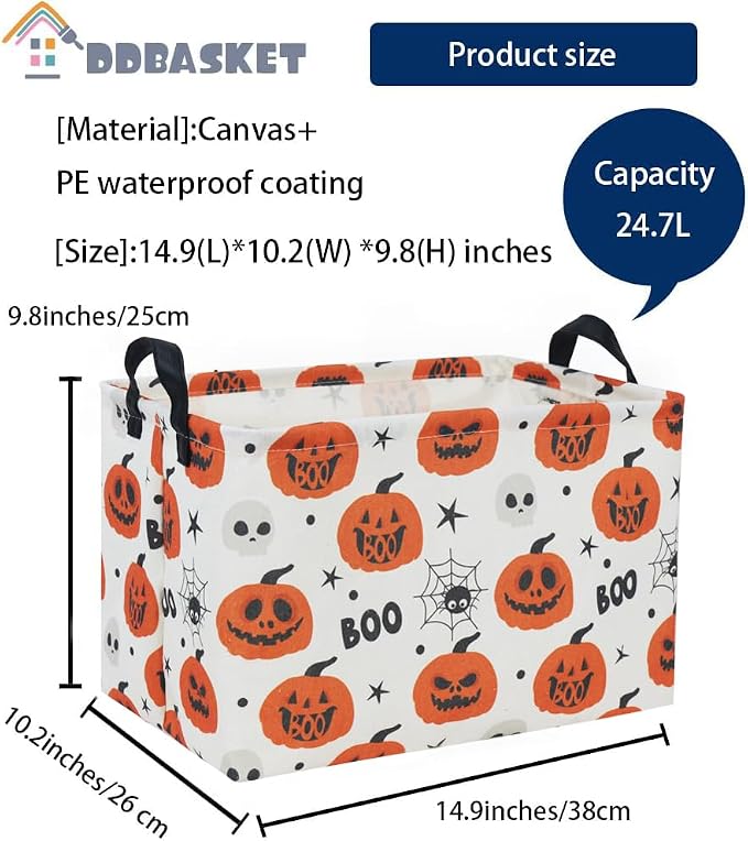 Rectangle Baskets Halloween Basket Spider Storage Bin for Room Decor Gift Basket(Spider Halloween)