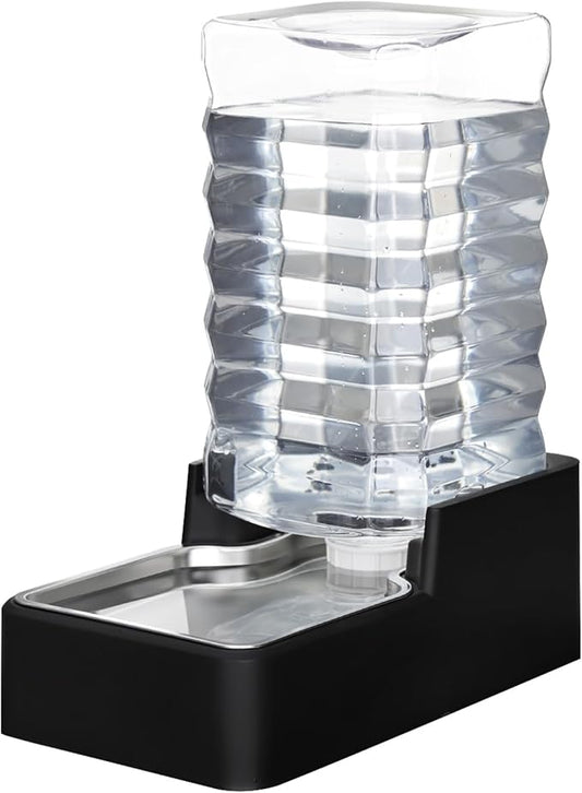 RIZZARI Stainless Steel Pet Water Feeder: 10L Gravity Leak-Proof Auto Refill Water Dispenser - Non-Slip Base- Without Filter -Easy Clean - for 40-60 LB Dogs- Home/Office/Travel