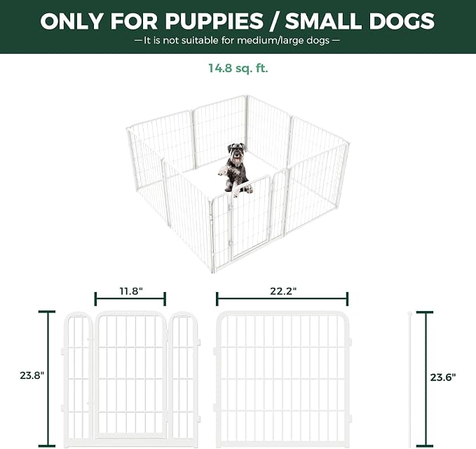 FXW Homeplus Indoor Dog Playpen with Washable Pee Pad, 24" H, 8 Panels | Calm Indoor Play Area, Super Absorbent Pad for Easy Cleanup, for Puppies & Small Dogs, Patented