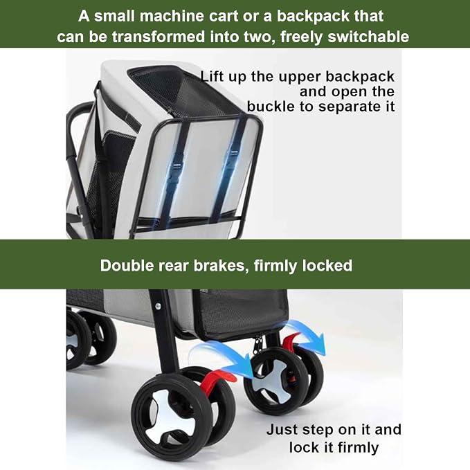 Premium Double-Decker Dog Cart for Two Cats or Dogs,pet Cart with Removable Station Wagon Tray,Perfect for Multiple Pets