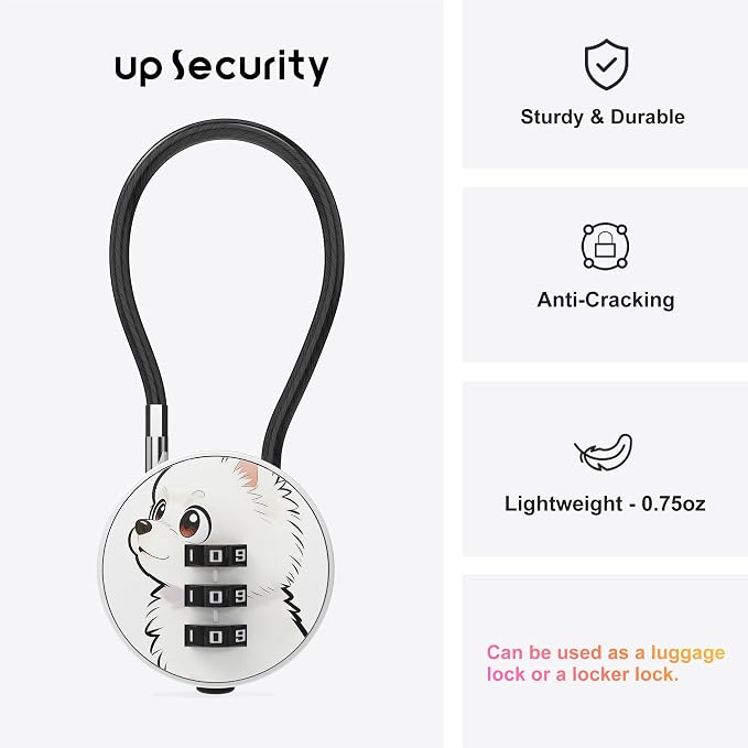 Small Combination Lock for Luggage, Gym Locker, Backpack Bag Zipper, Mini Combo Lock with Code, 5.12 Inch Steel Cable Padlock for Travel Suitcase (4-Mult, Gentle)