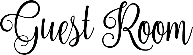Guest Room 10.5w x 3h Label | Home Organization Door | Die Cut Vinyl Decal | Black Fancy Font (Sticker Only)