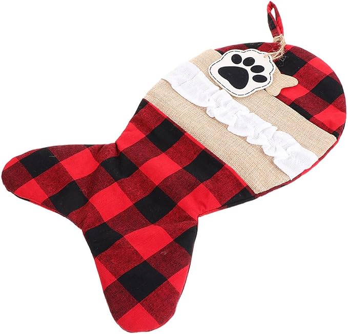 LABRIMP Christmas Pet Stocking Gift Bag Cloth Holiday Storage Pouch | Exquisite Lovely Design, Multi Purpose Decorative Pouch for Kitchens and Home, Practical Holder