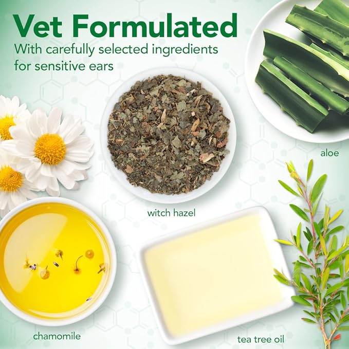 Vet's Best Dog Ear Cleaner Kit - Multi-Symptom Ear Relief - Wash & Dry Treatment - Alcohol-free