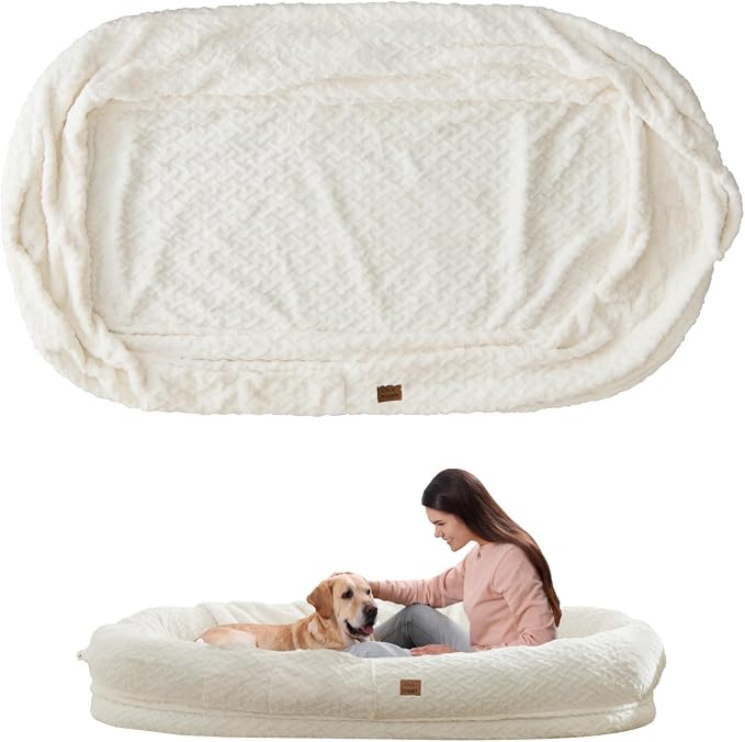 ChiXnuggle Faux Fur Washable Human Dog Bed Cover（Only Human Dog Bed） | 72*40*10,removable replace cover,soft fur,non-slip bottom,white