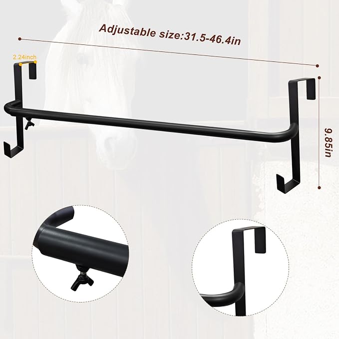 6Pcs Horse Blanket Rack with Bridle Hooks for Stable Storage, Adjustable Length Tool-Free Installation | Portable Blanket Bar for Horse Pads Saddle