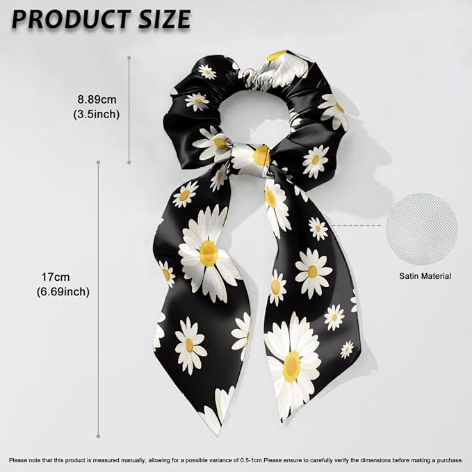 COEQINE Daisy Black Dog Bandnas 2 Pack Mother Day Dog Bandana and Bow Hair Tie Holder Set/Triangle Reversible Bibs Breed for Puppy Pets Birthday Christmas