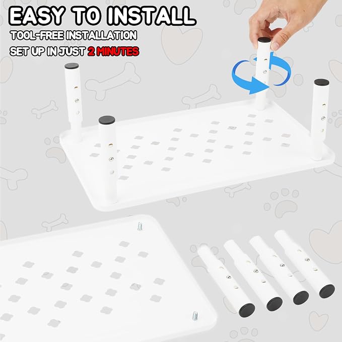 Elevated Cat Food Stand, Adjustable Automatic Cat Feeder Station | 4/5/6 in Adjustable Cat Feeding Station, 14.5 x 9 in Platform, Fits Most 4-6 L Automatic Feeders, Non-Slip Base, White
