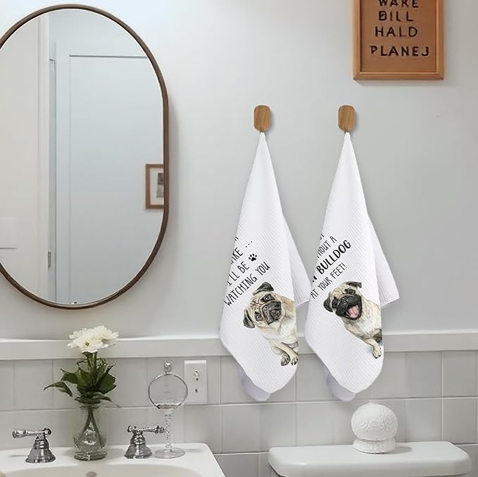 French Bulldog Gifts Kitchen Towels Set of 2, Dog Mom Gifts for Women, French Bulldog Gift for Women Dish Tea Towels for Kitchen, Frenchbulldog Hand Towels, 16x24inch