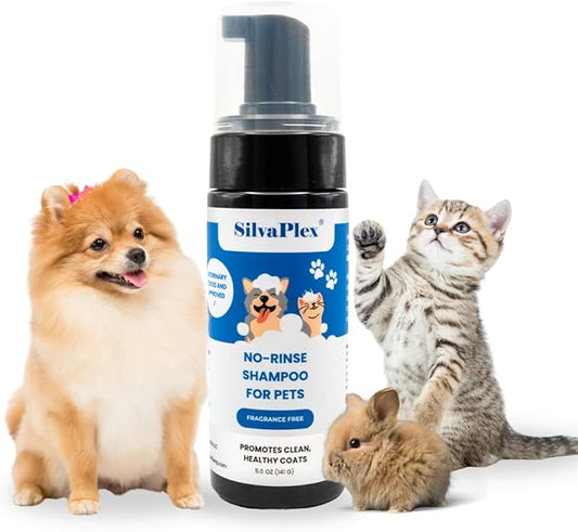 No Rinse Deodorizing Dry Pet Shampoo Plus Conditioner Foam for Dogs and Cats, Waterless Cleanse Enhanced with AG21 Chitosan-Silver Natural Coat Refresh, 5 Oz
