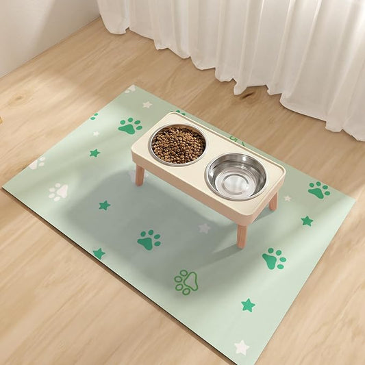 Pet Feeding Mats 16"x24"- Absorbent Dog Mat for Food and Water, Large Pet Food Mat, Rubber Mat for Dog Bowls, Pet Food Mats for Floor, Mat for Cat Food and Water Bowls