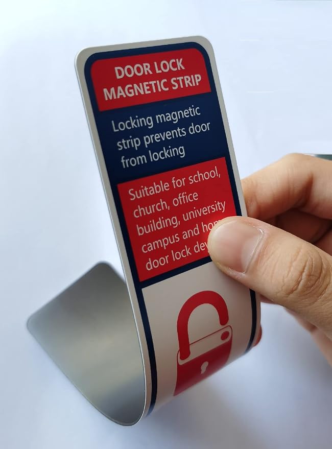 6 Pack Magnetic Lockdown Strips for Iron Door Frames High-Density Magnet Security Devices for School and Office Effective and Easy Solution for Emergency Lockdowns (White-Blue)