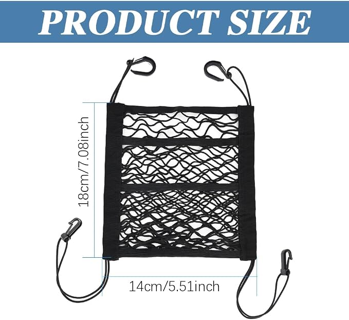 3-Layer Car Mesh Organizer, Seat Back Net Bag, Barrier of Backseat Pet Kids, Cargo Tissue Purse Holder, Driver Storage Netting Pouch