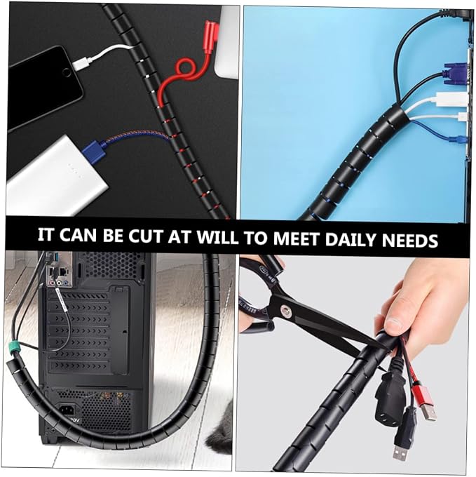 NUOBESTY 1 Set Cable Sleeve Spiral Wire Wrap Organizer for Pets Durable Pe Material Easy to Install Prevents Chewing for Cable Management