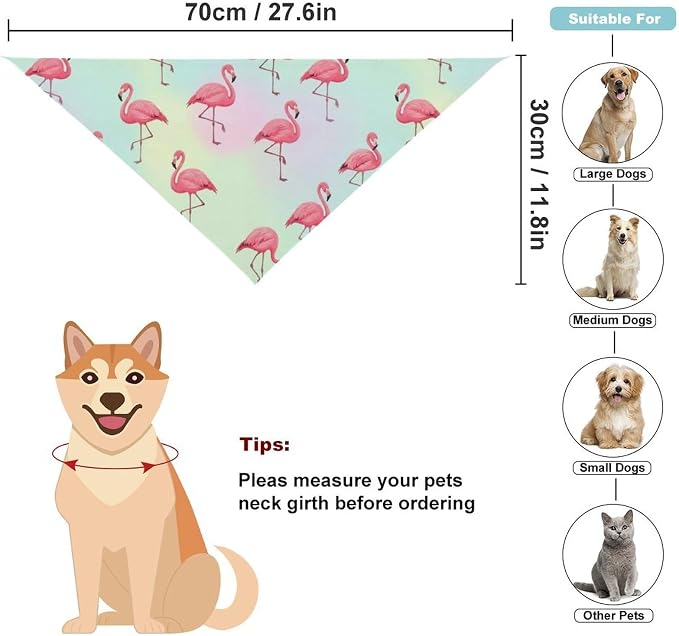 Portable Adjustable Cute Pink Flamingo Triangle Dog Scarf, Lightweight and Comfortable Pet Daily Accessories for Casual Daily Use