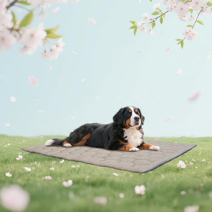Dog Cooling Mat, Breathable Cooling Mat for Dog Pet Blanket, Washable Cooling Pad for Dogs & Cats, Summer Relief Greige Neutral Decor Mat for Crate, Floor and Car, Taupe, Size C (59"L x 40"W)